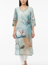 Blue printed Long Top Kurti