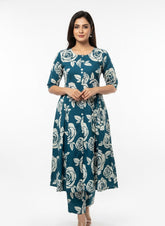 Blue - white Printed Chudidhar 2PC Cord Set