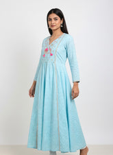 Blue Long Top Umbrella Kurti