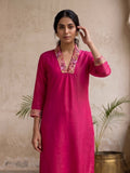 Pink kurti V - neck