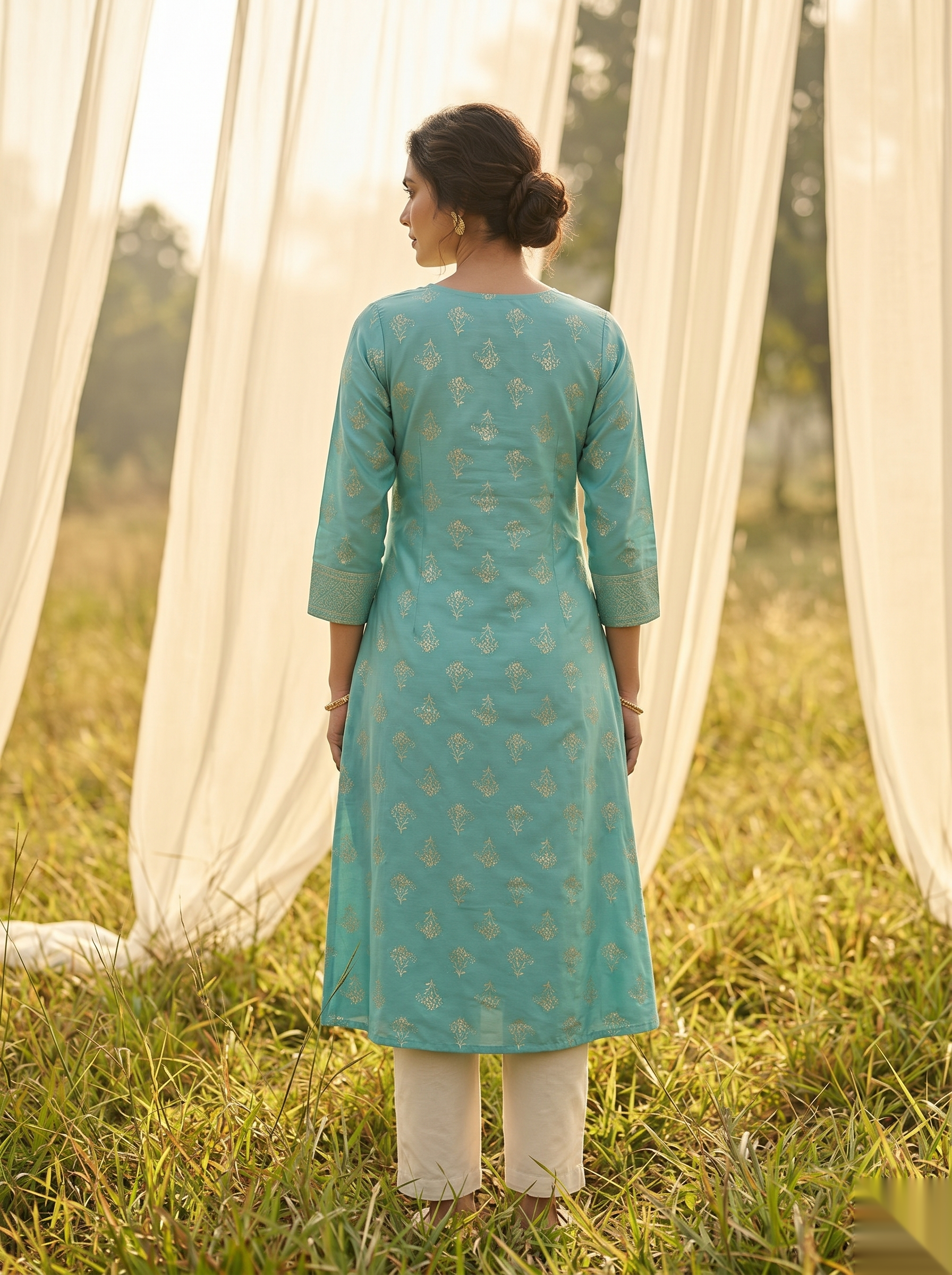 Elegent Umberlla kurti - Green
