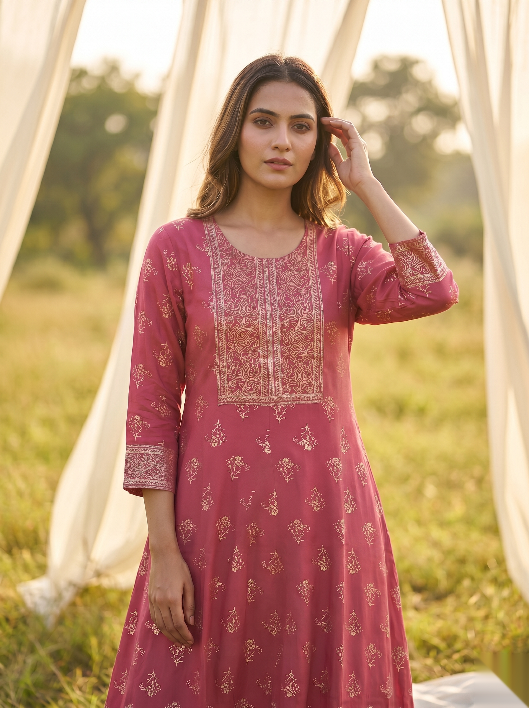 Elegent Umberlla kurti - Dull Red