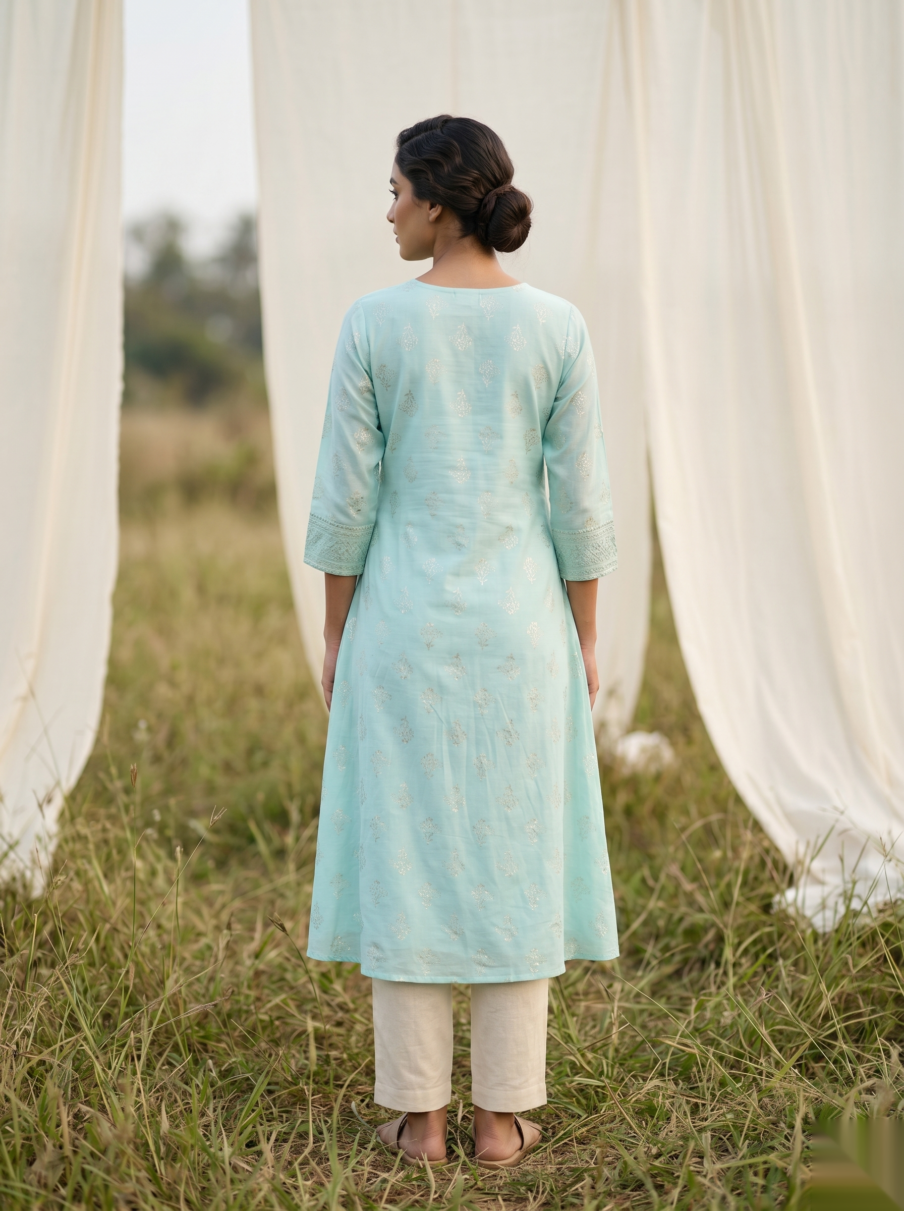 Elegent Umberlla kurti - Ocean Blue