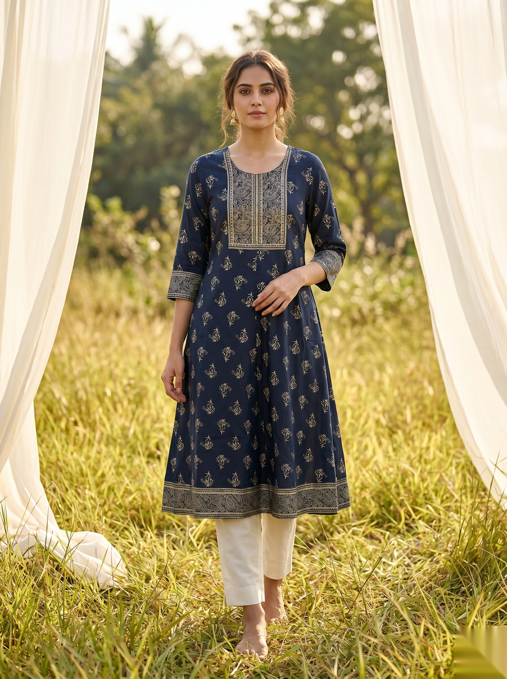 Elegent Umberlla kurti - Deep Blue