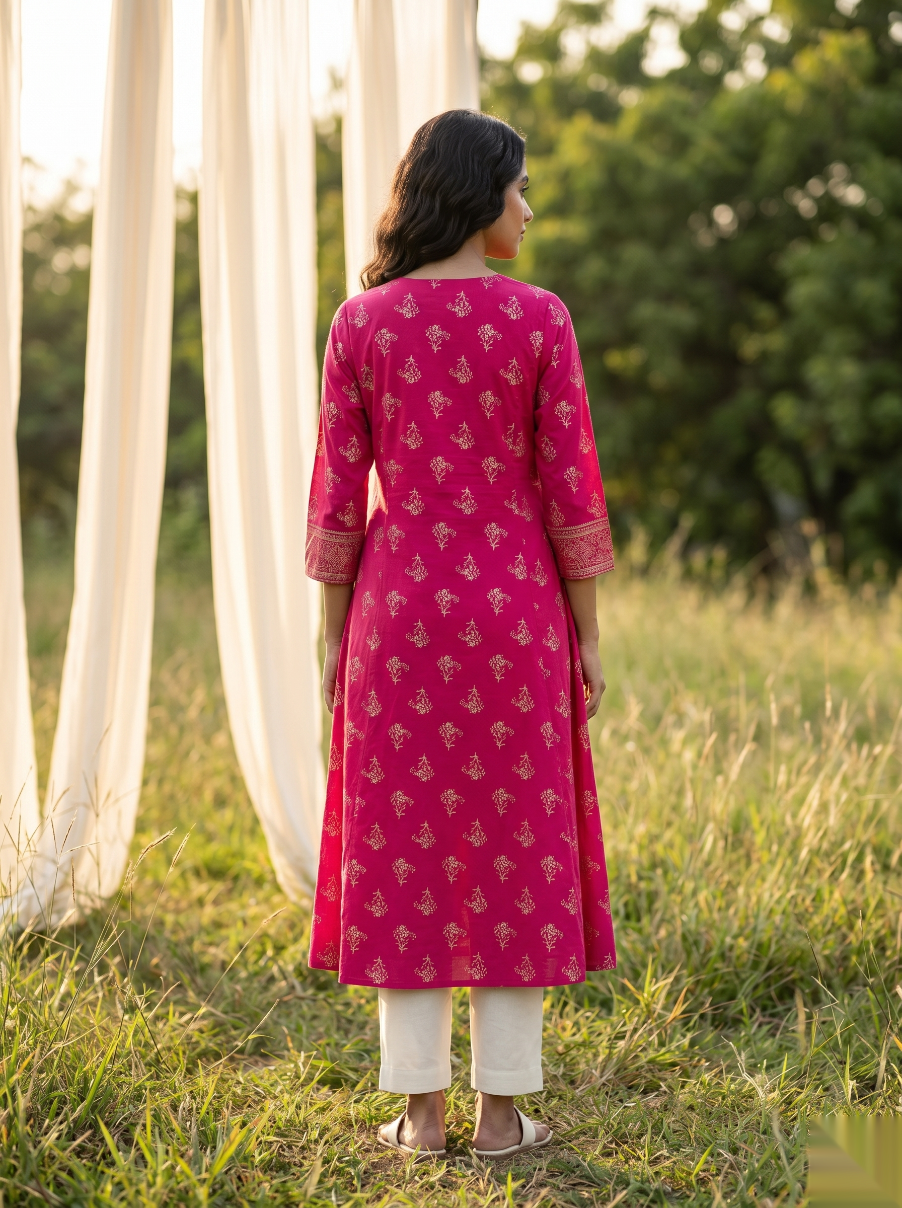 Elegent Umberlla kurti - Deep Pink