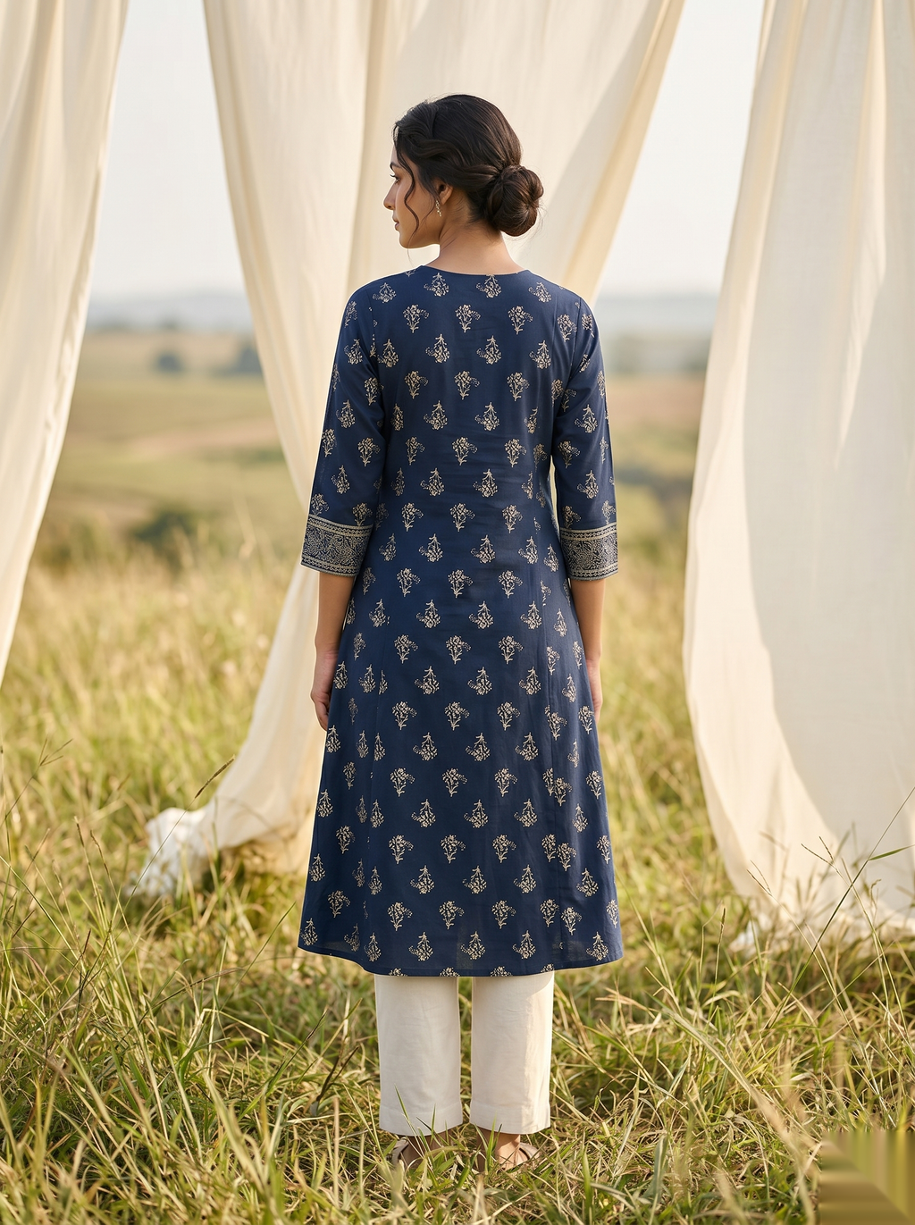 Elegent Umberlla kurti - Deep Blue