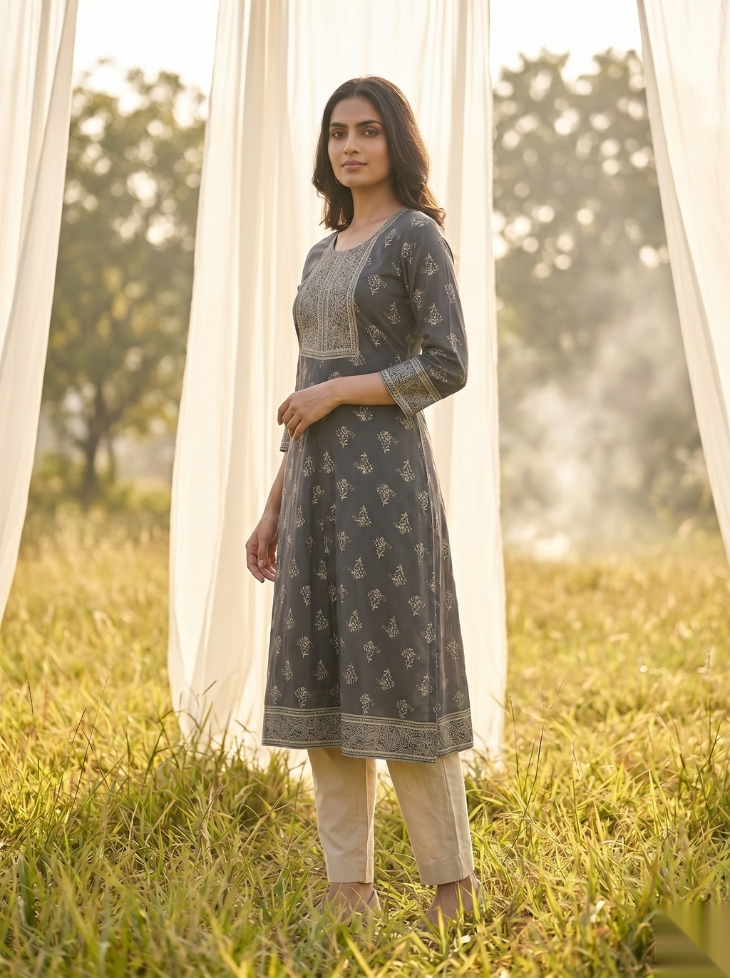 Elegent Umberlla kurti - Grey