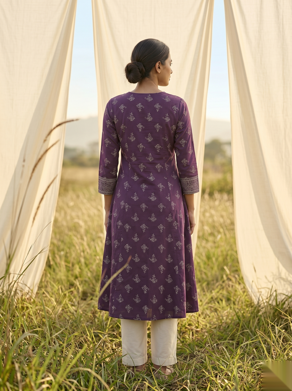 Elegent Umberlla kurti - Voilet