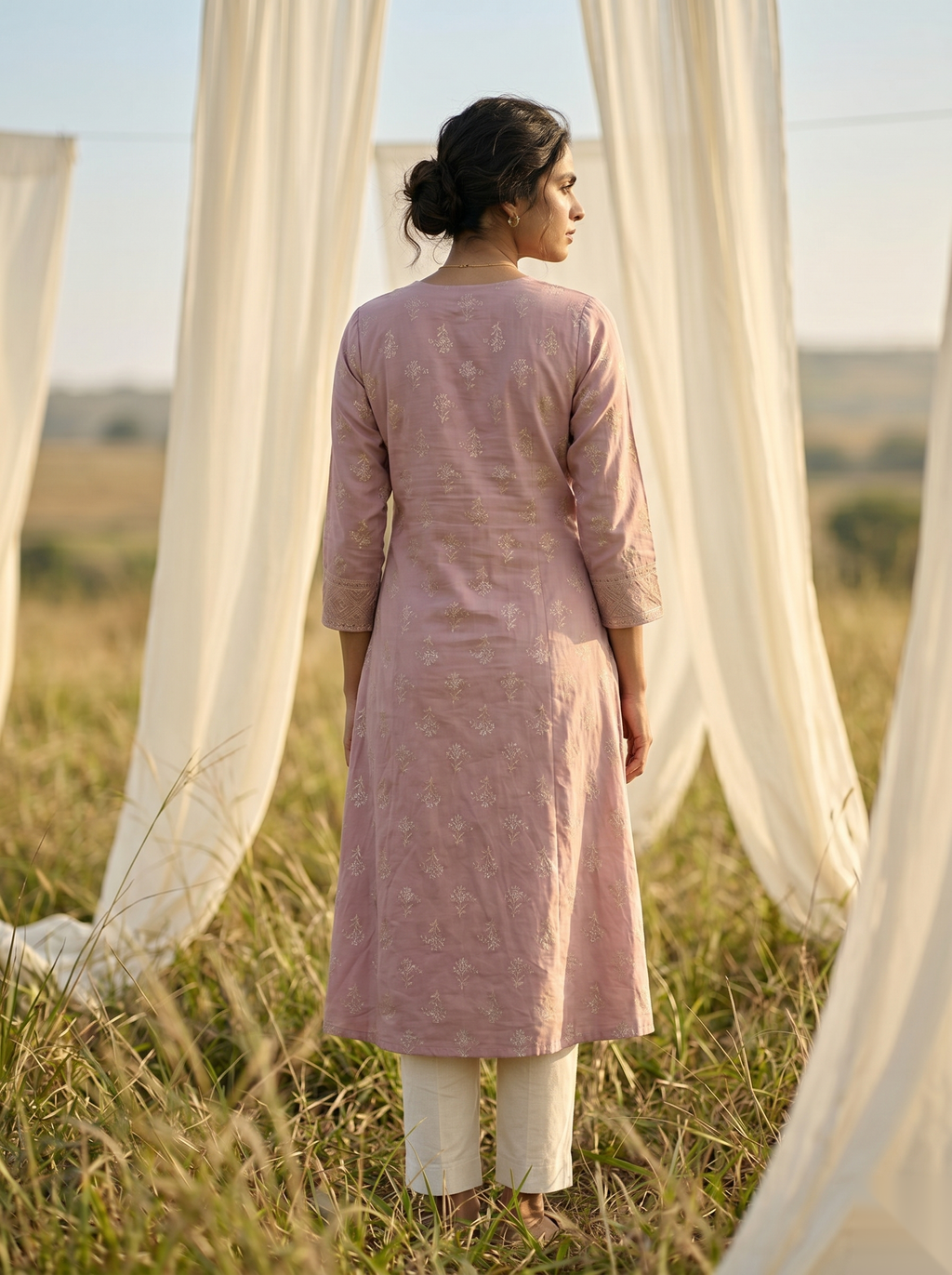 Elegent Umberlla kurti - Dull Pink