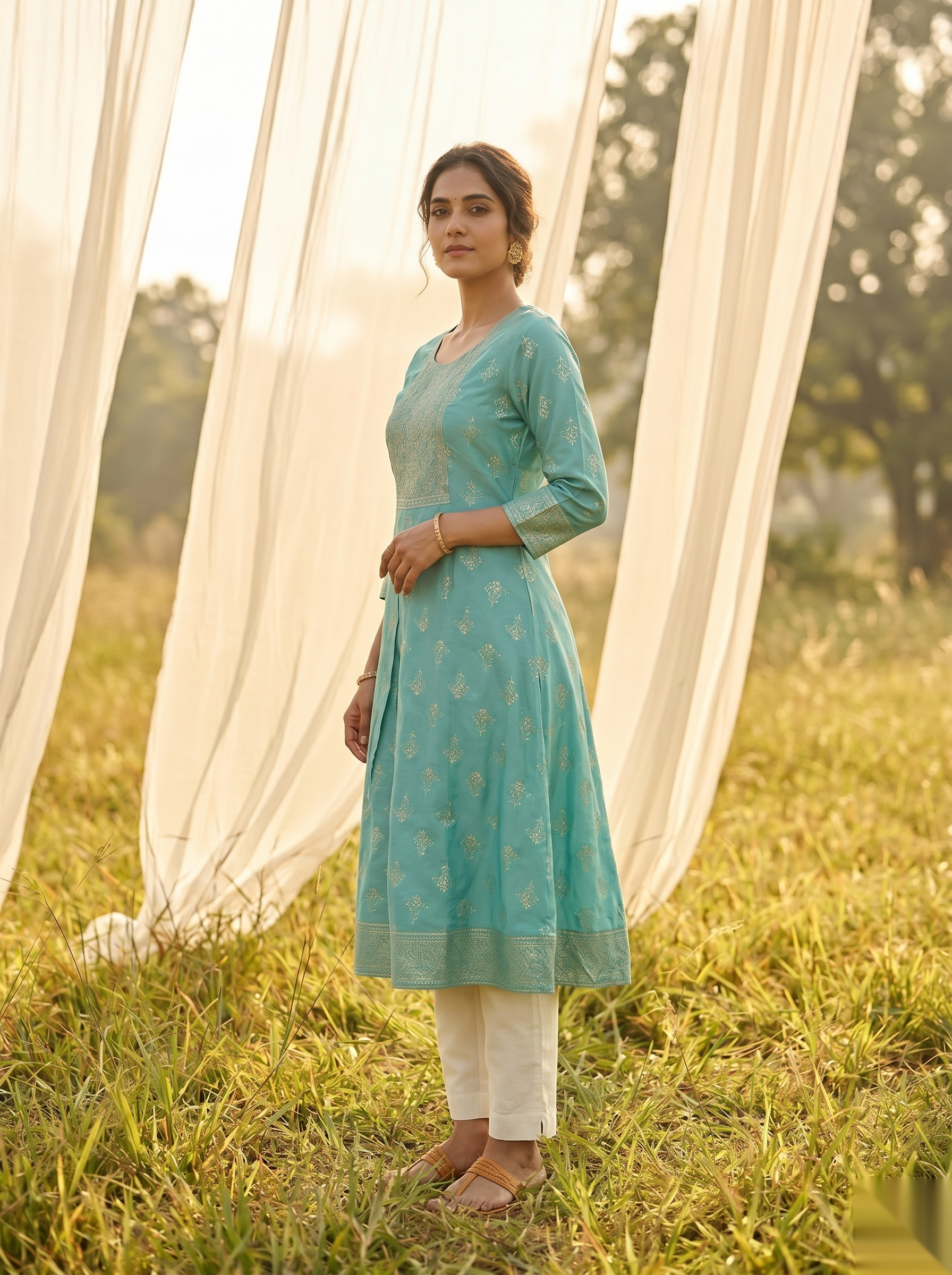 Elegent Umberlla kurti - Green