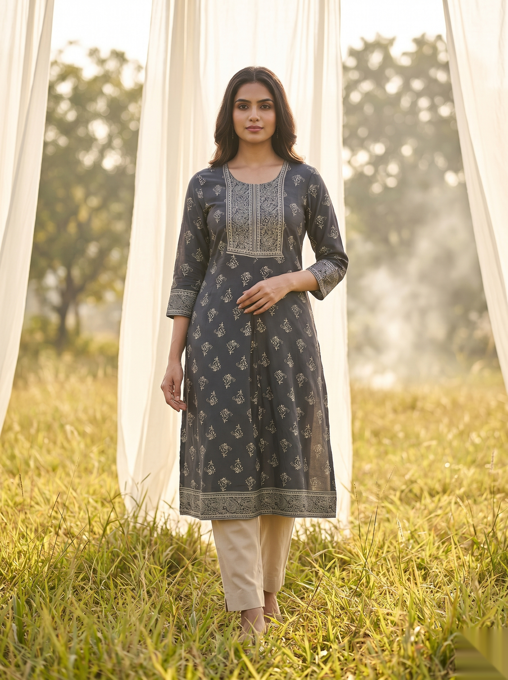 Elegent Umberlla kurti - Grey