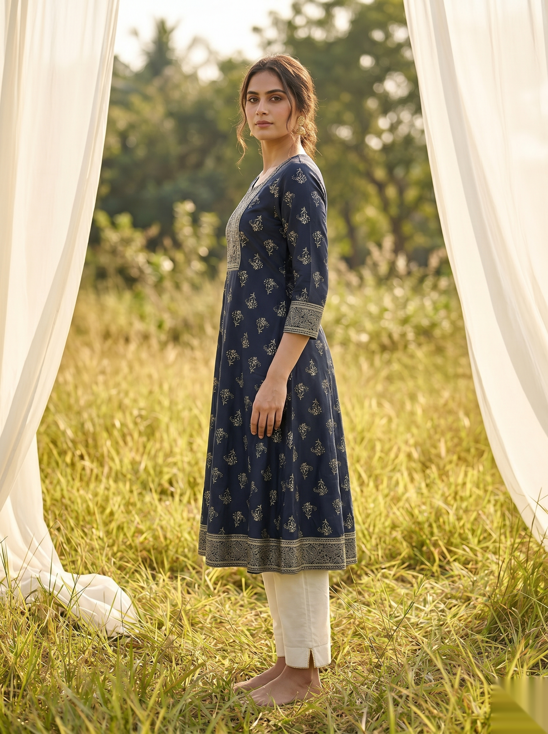 Elegent Umberlla kurti - Deep Blue