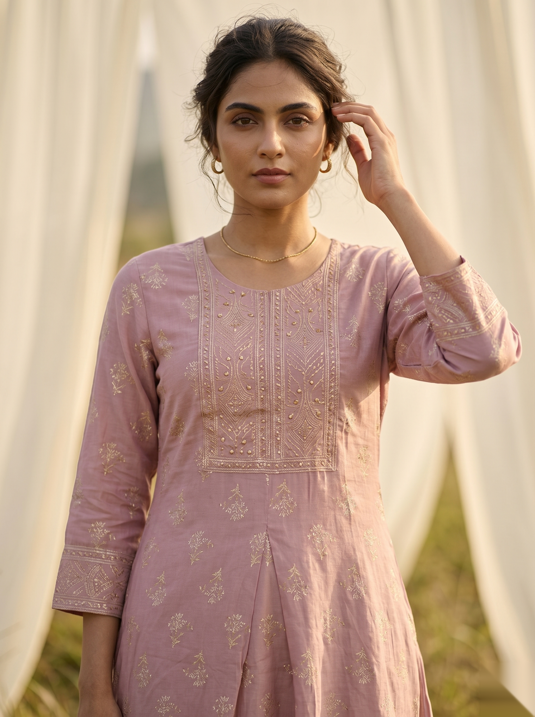 Elegent Umberlla kurti - Dull Pink
