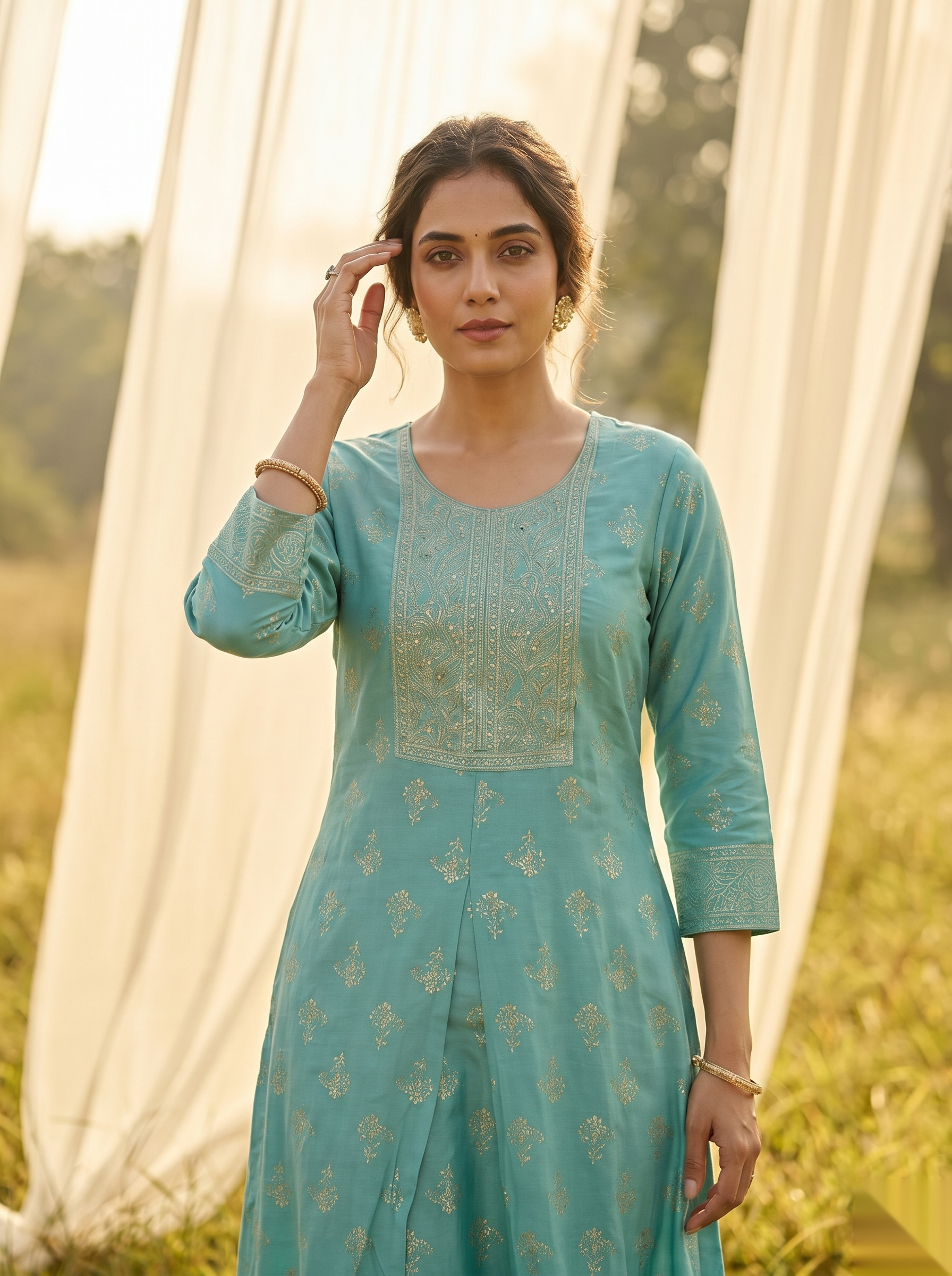 Elegent Umberlla kurti - Green