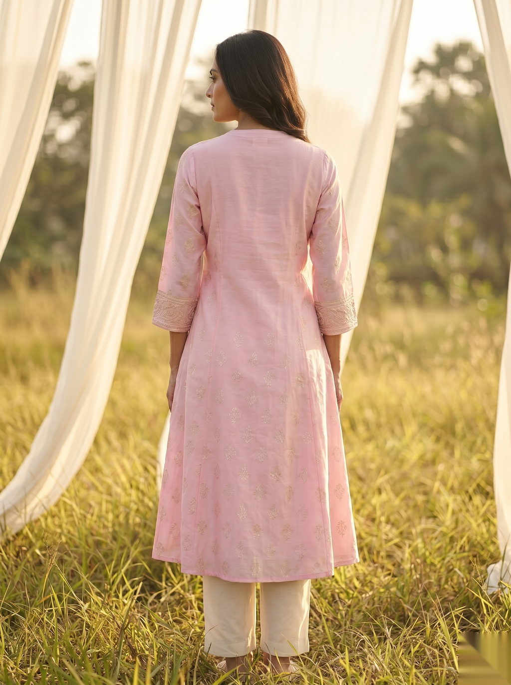 Elegent Umberlla kurti - Light pink