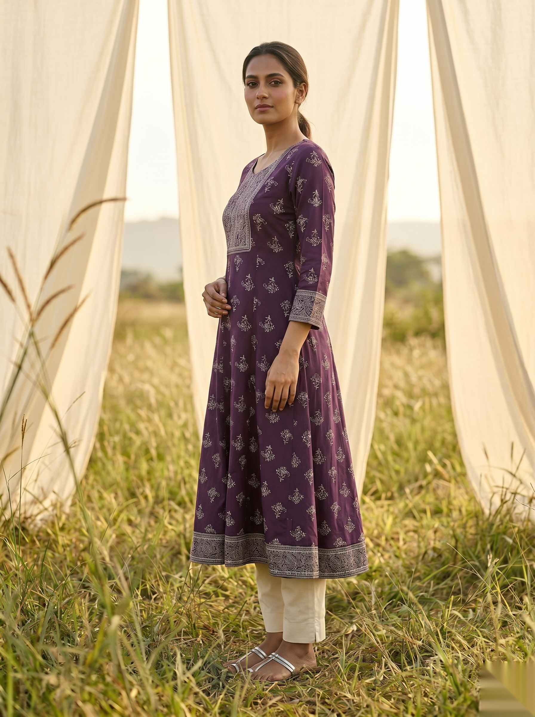 Elegent Umberlla kurti - Voilet