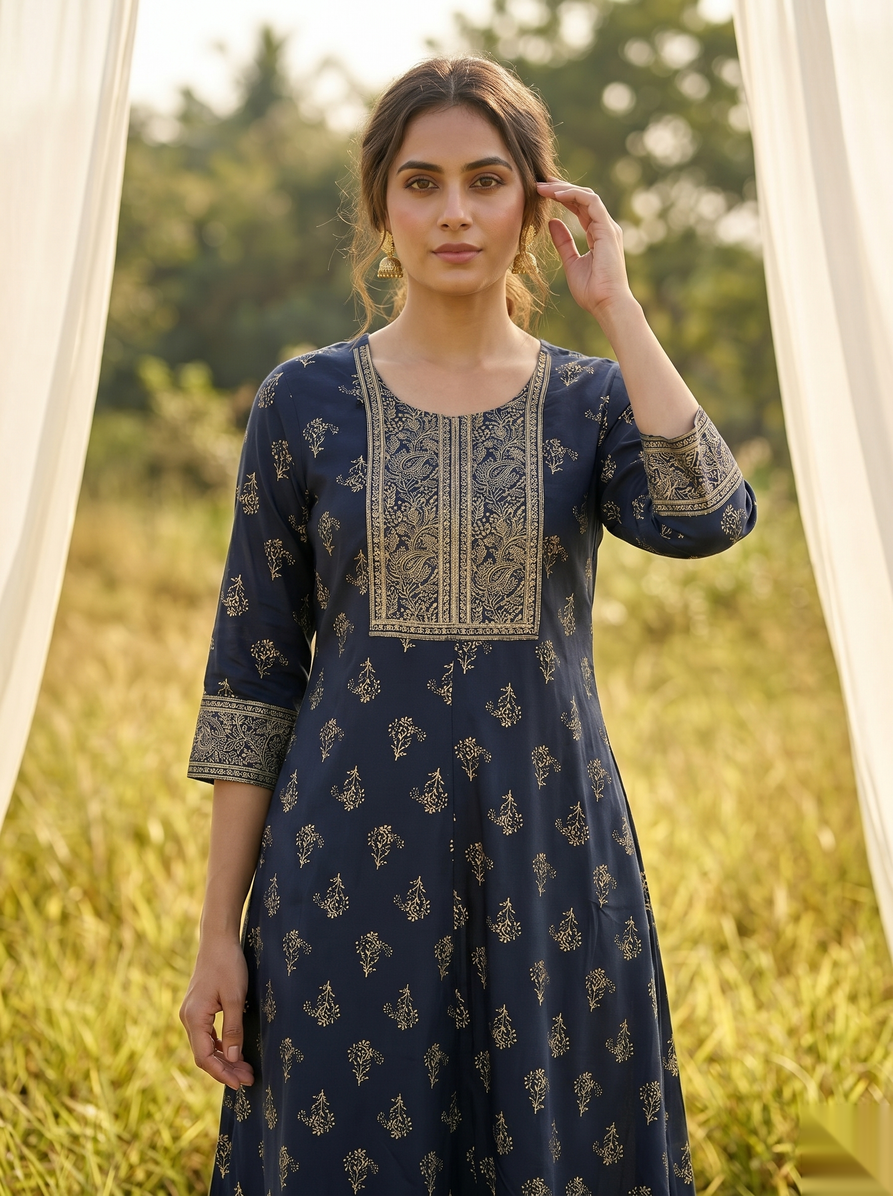 Elegent Umberlla kurti - Deep Blue