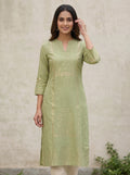 Green Gold Border Kurti
