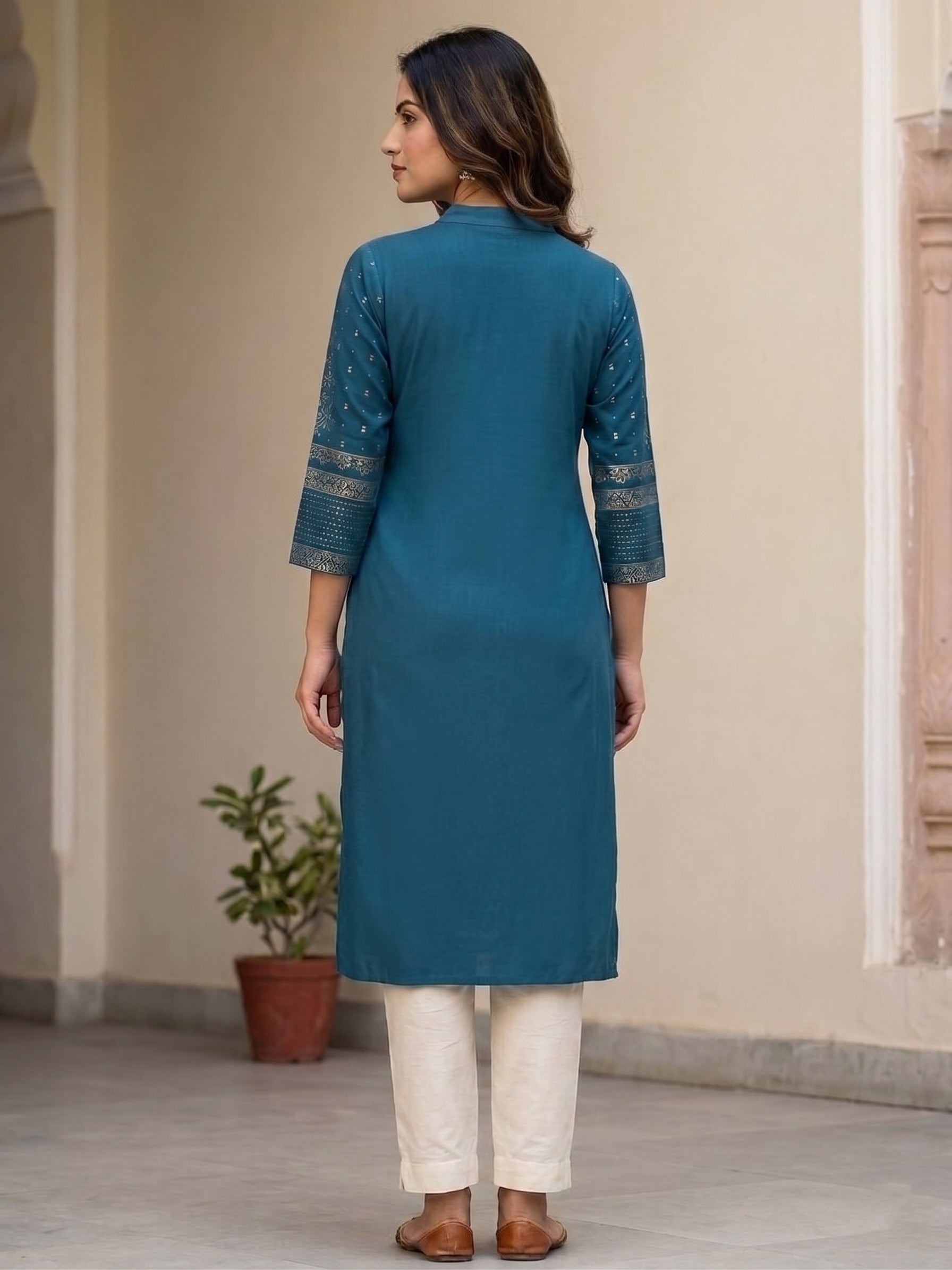 Green  Gold Border Kurti
