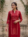 Red Gold Border Kurti
