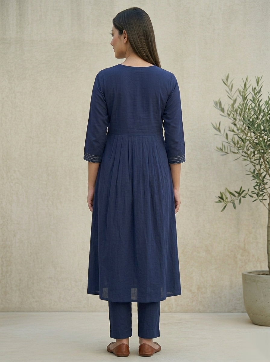 Dark Blue Long Top Umbrella Kurti