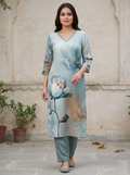 Blue printed Long Top Kurti