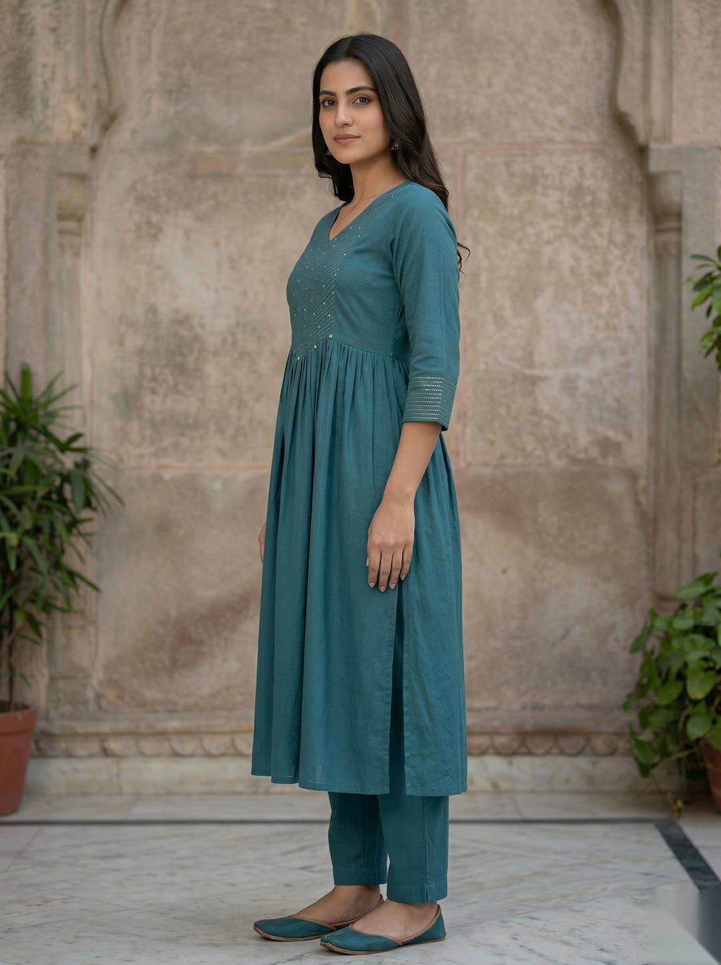 Ocean Blue Long Top Umbrella Kurti