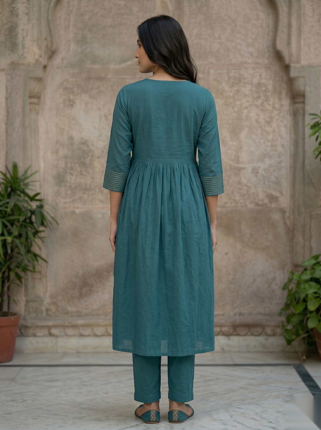 Ocean Blue Long Top Umbrella Kurti