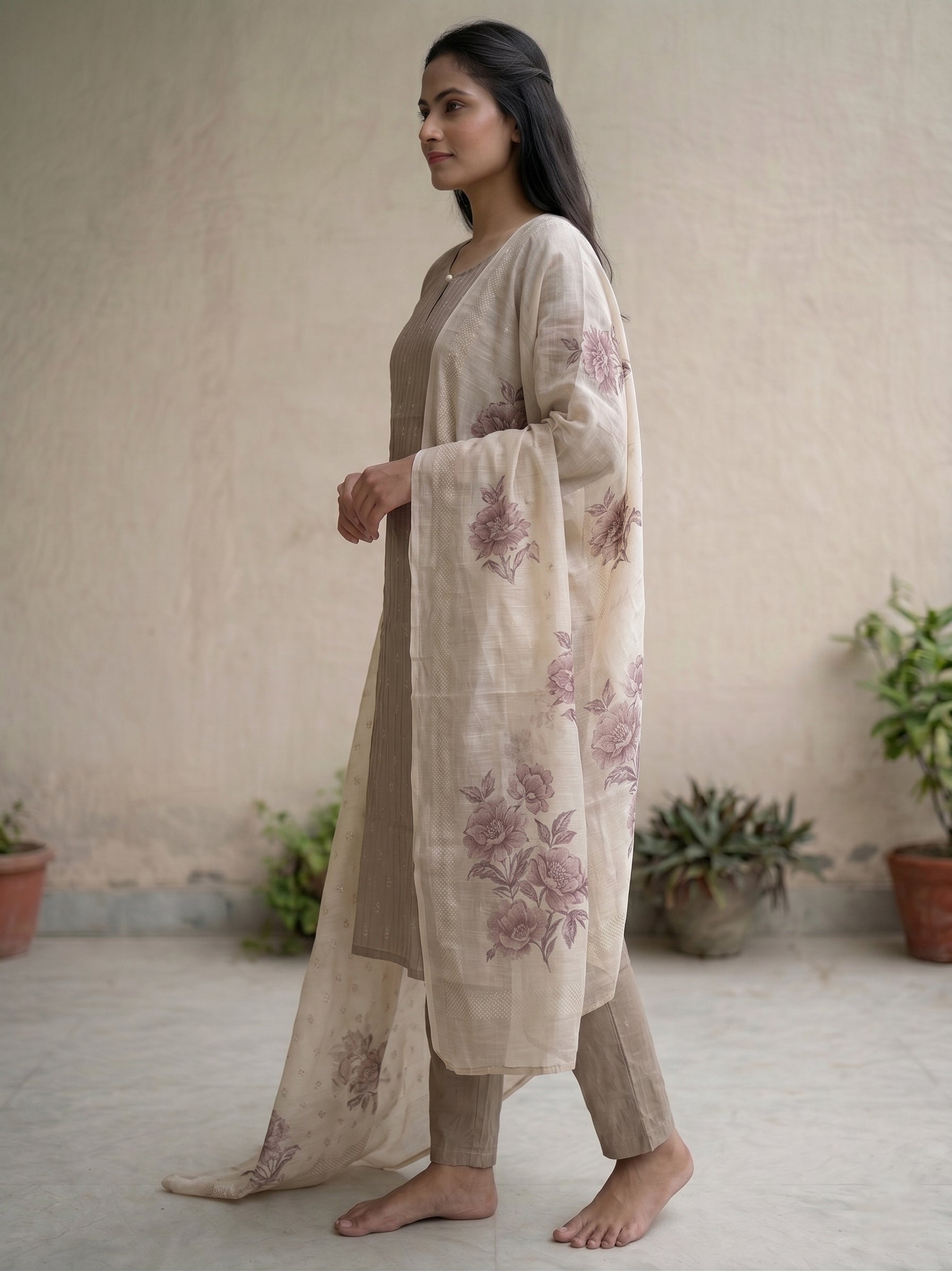 Brrown 3pc kurti