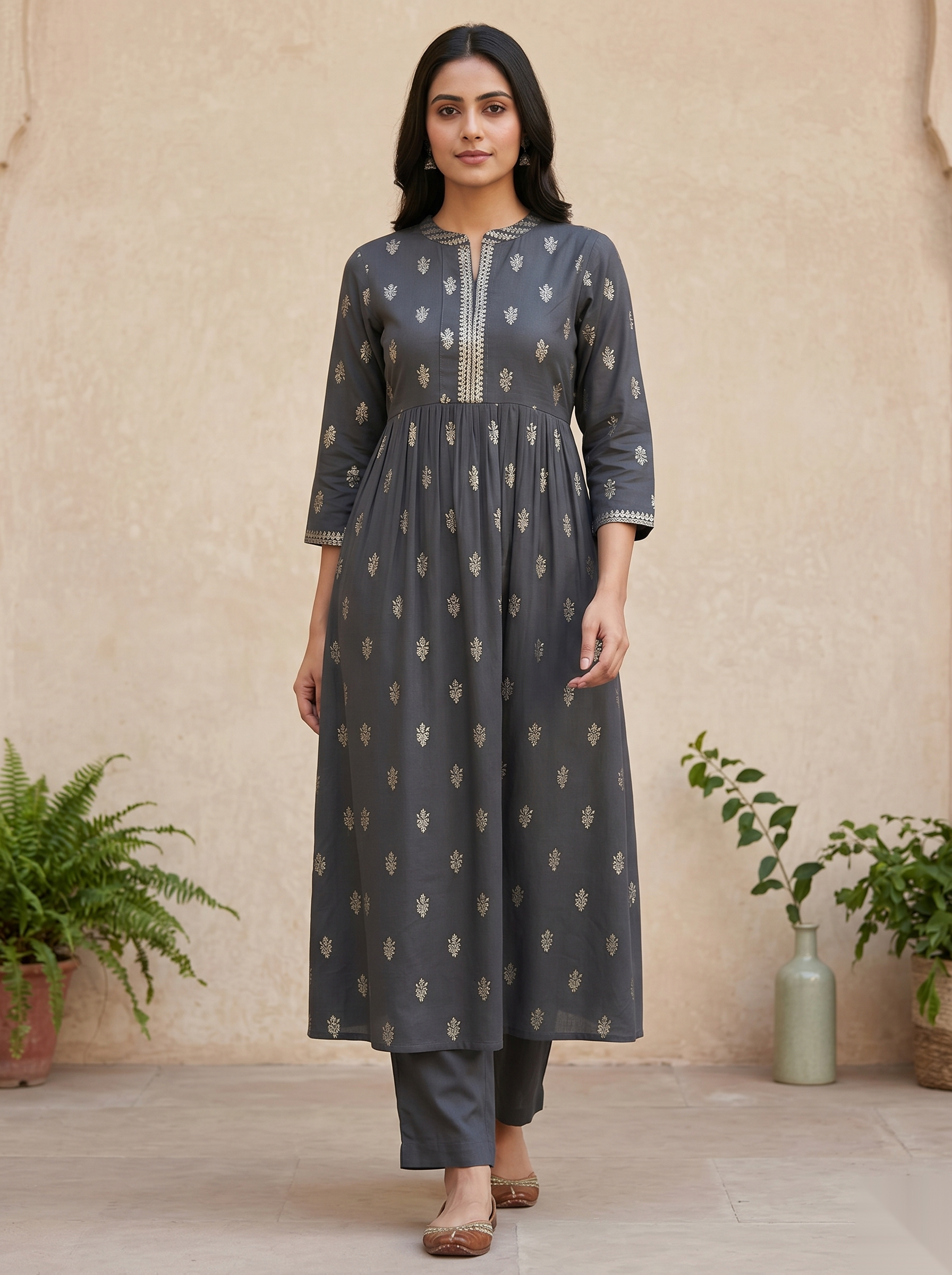 Black Long Top Umbrella kurti