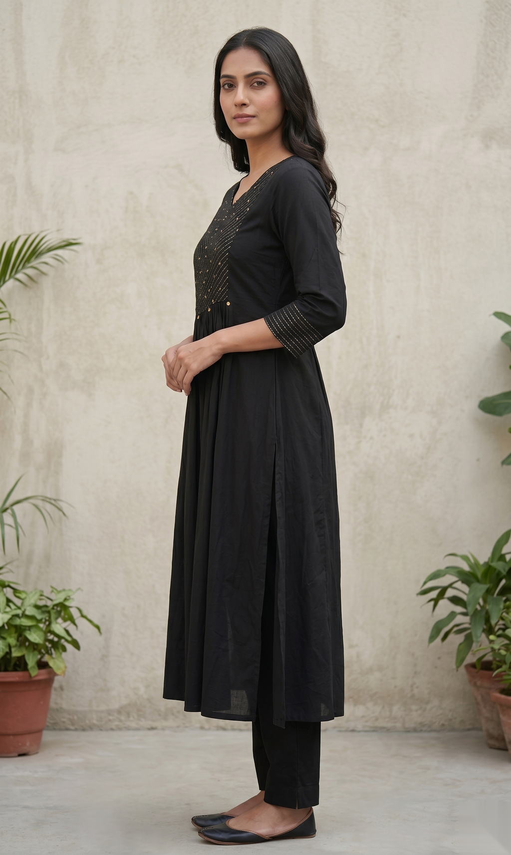 Black Long Top Umbrella Kurti