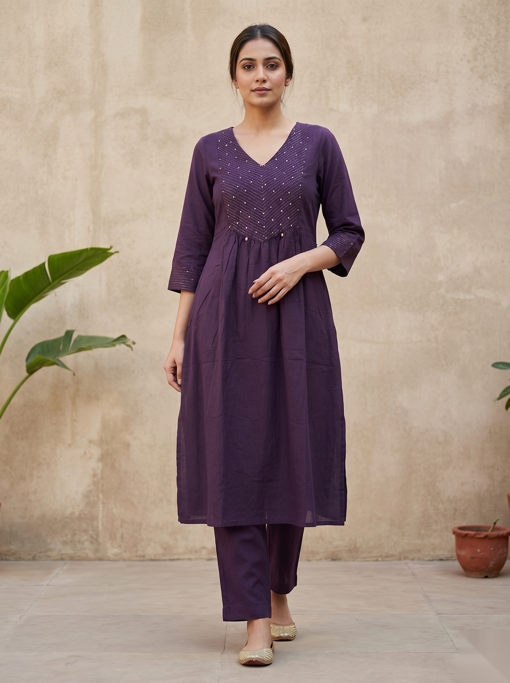 Violet Long Top Umbrella Kurti