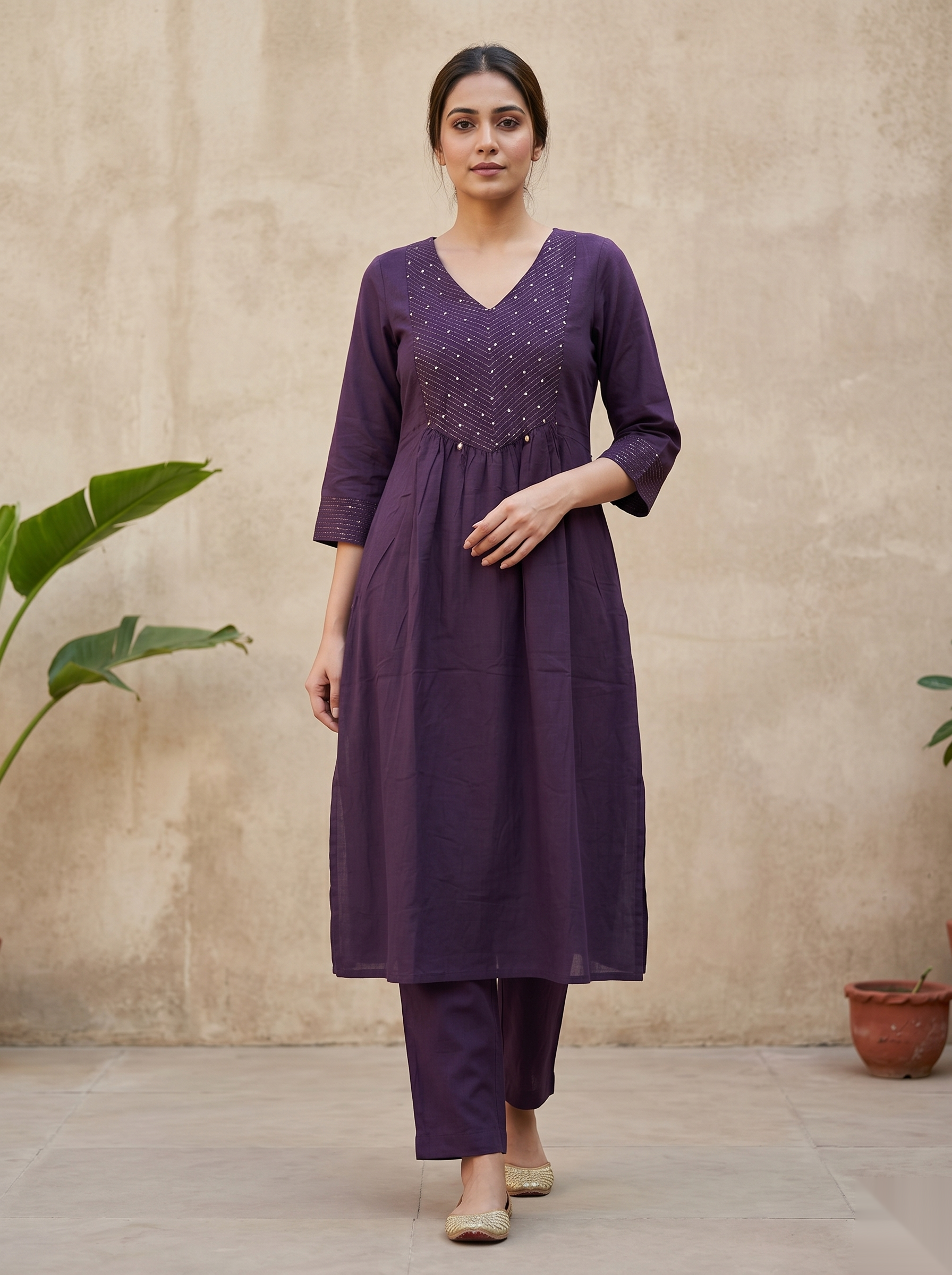 Violet Long Top Umbrella Kurti