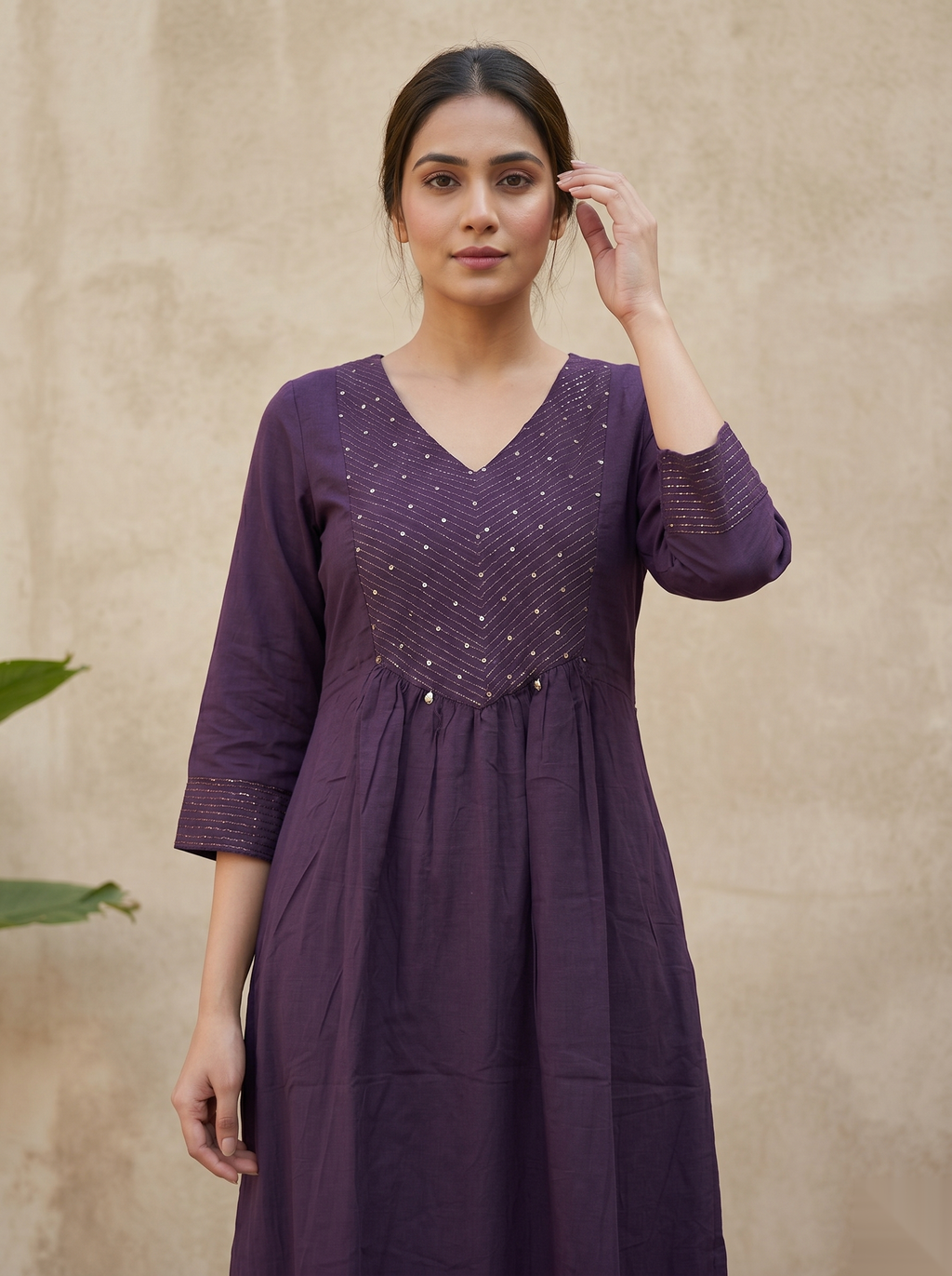 Violet Long Top Umbrella Kurti