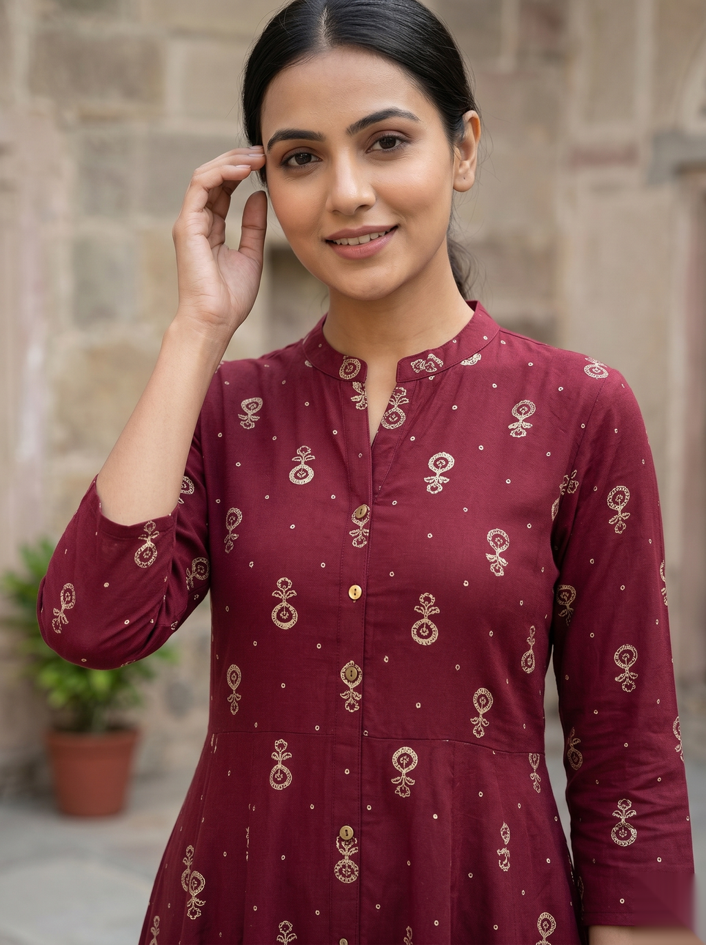 Red Chudidhar 2PC Palzo Set