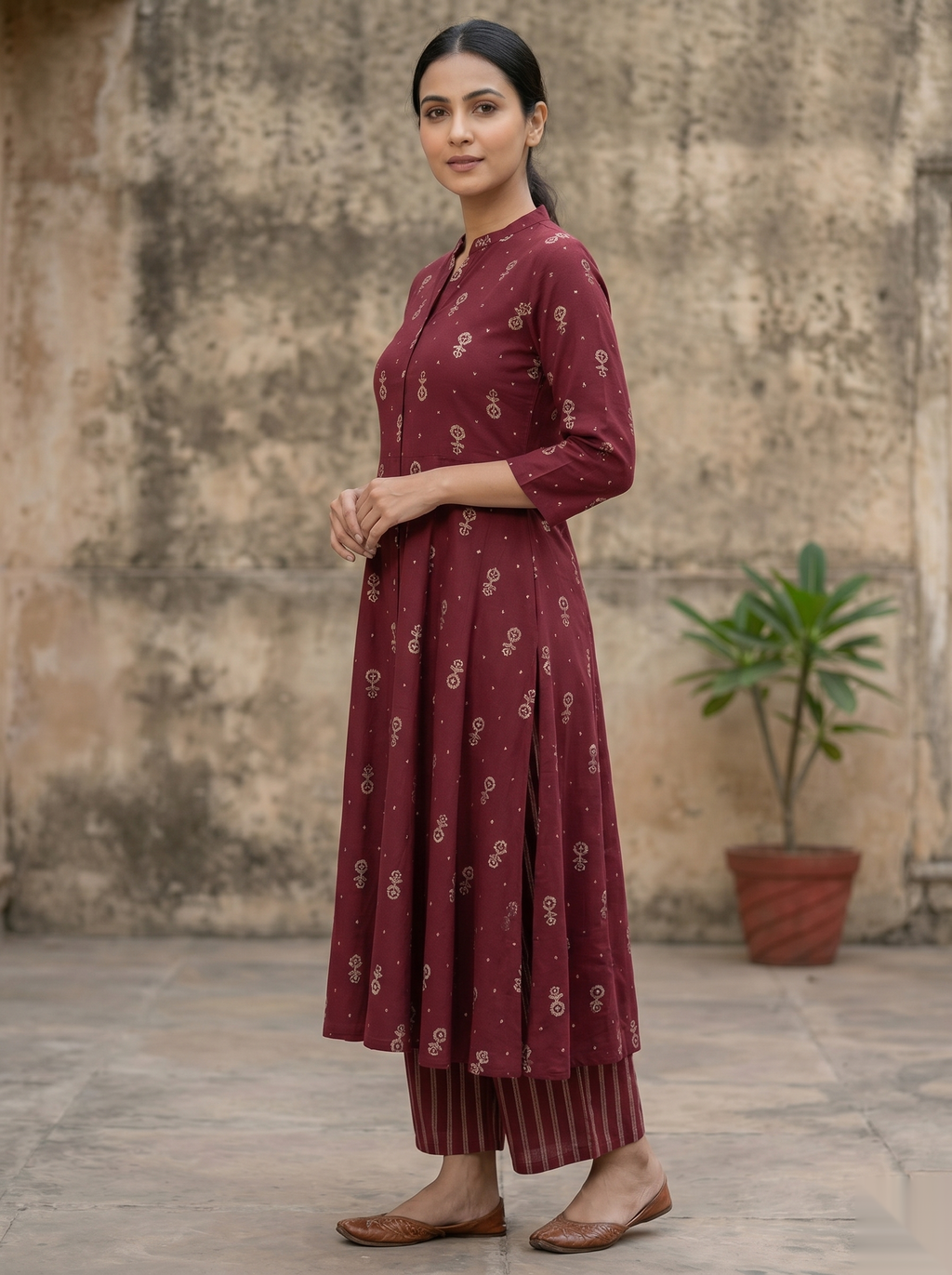 Red Chudidhar 2PC Palzo Set