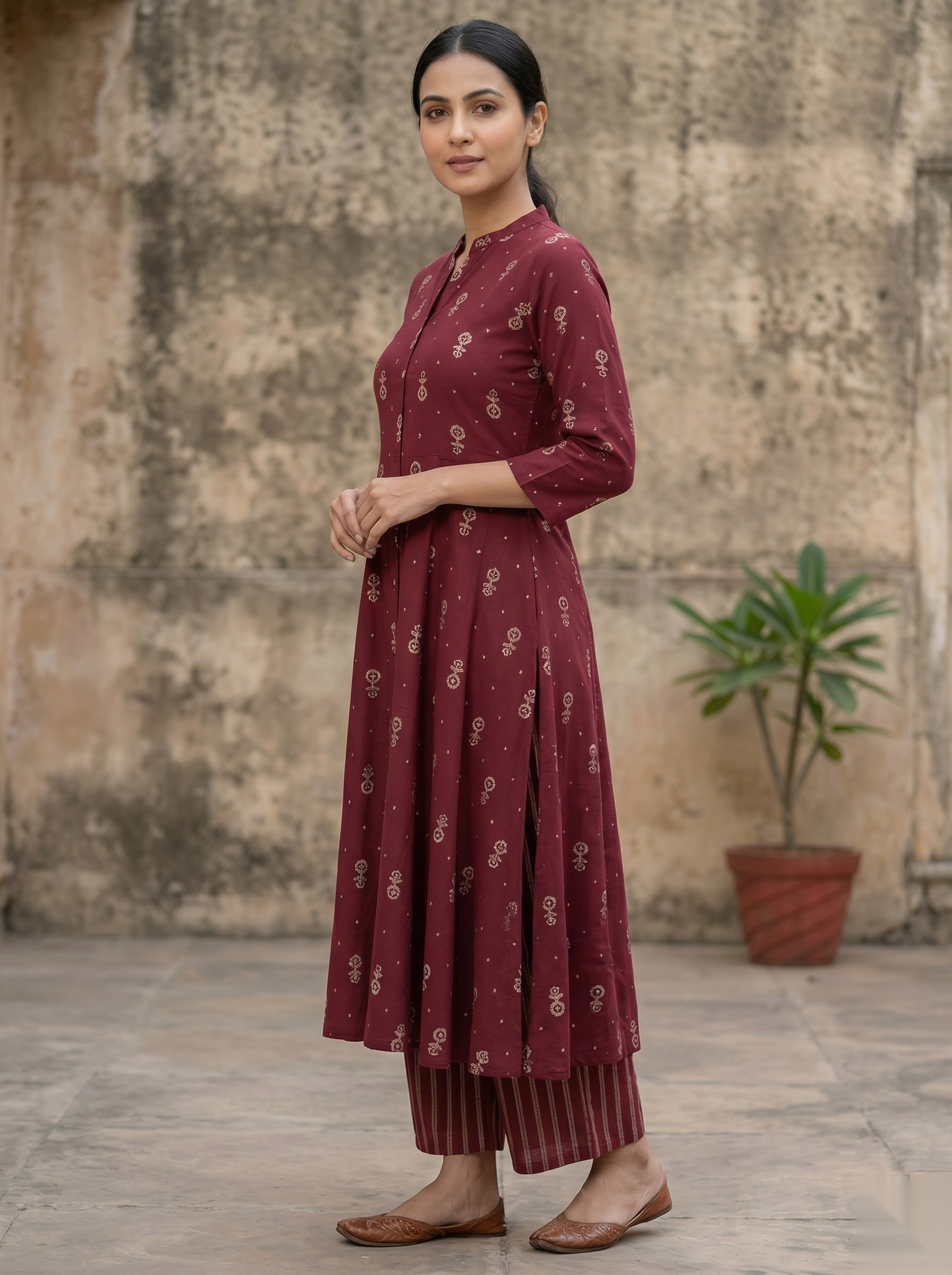 Red Chudidhar 2PC Palzo Set