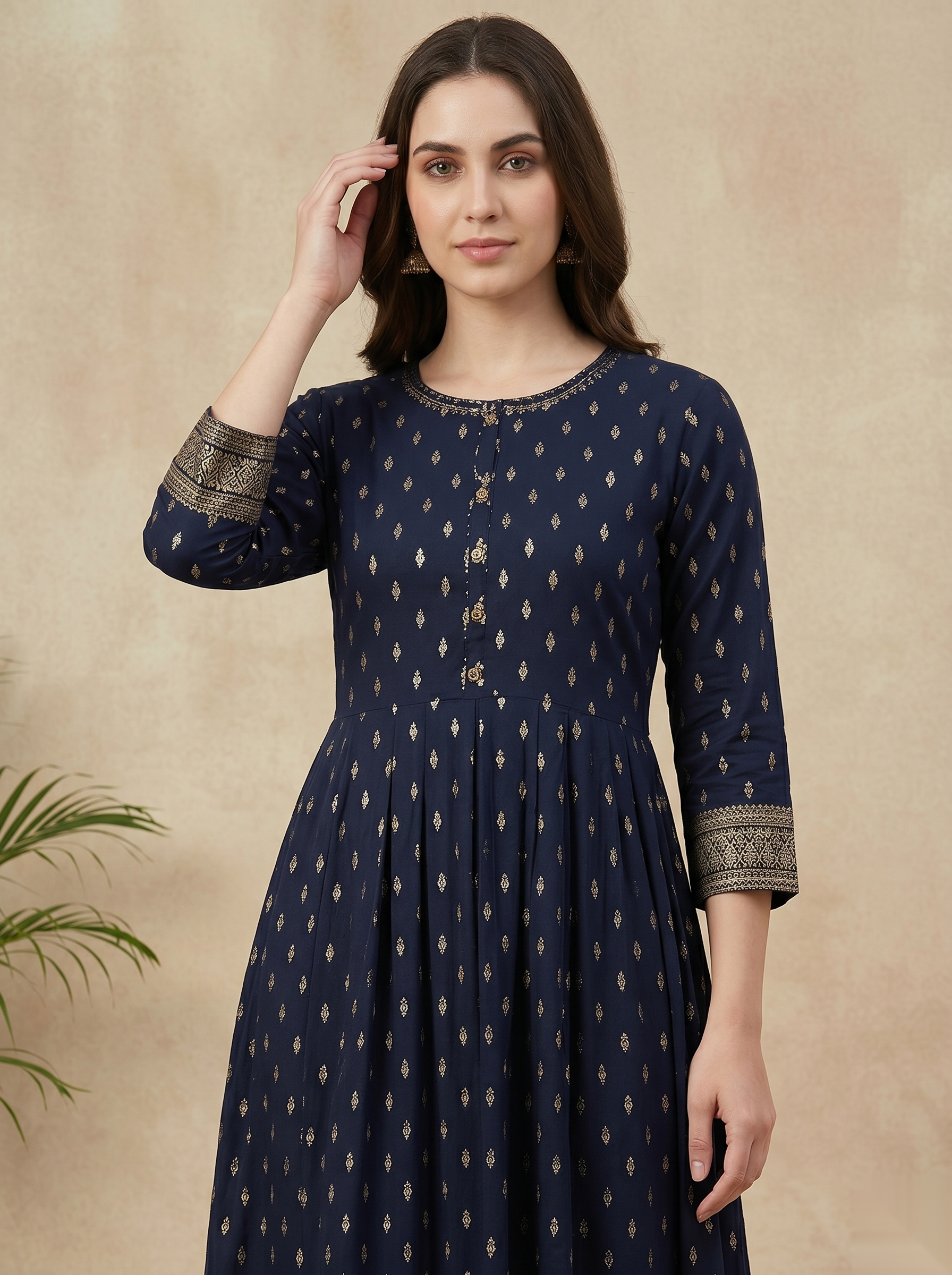 Dark Blue Long Top Umbrella Kurti