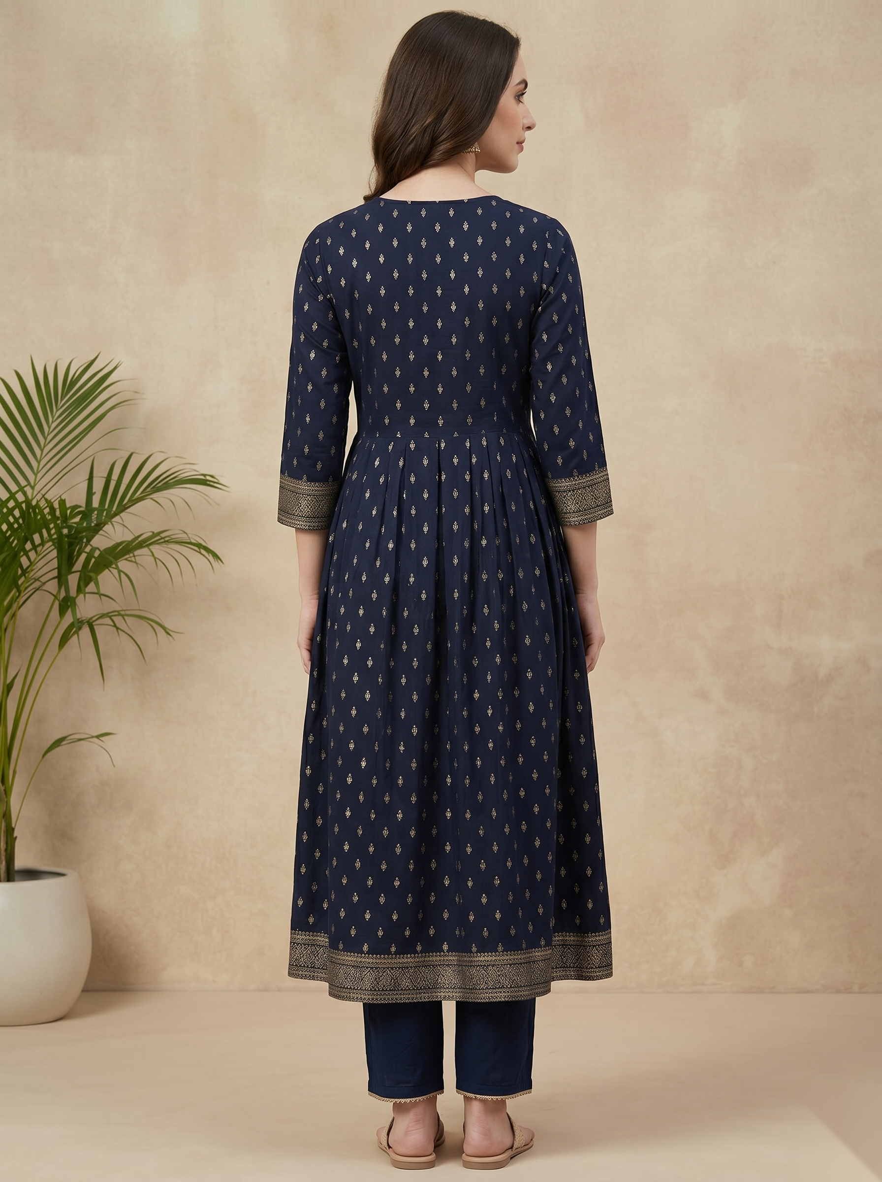 Dark Blue Long Top Umbrella Kurti