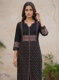 Black V Neck Brown Embriodery Kurti