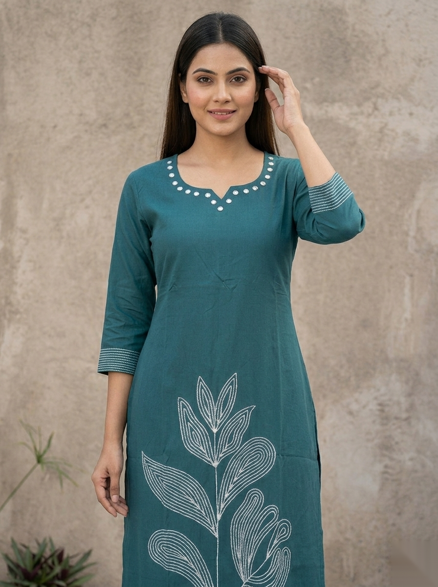 Deep Green 2 PC Palzo Cord Set Chudidhar