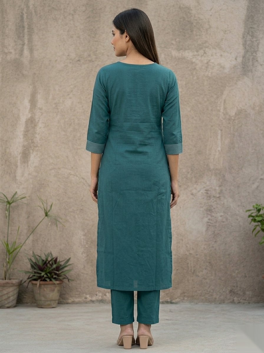 Deep Green 2 PC Palzo Cord Set Chudidhar