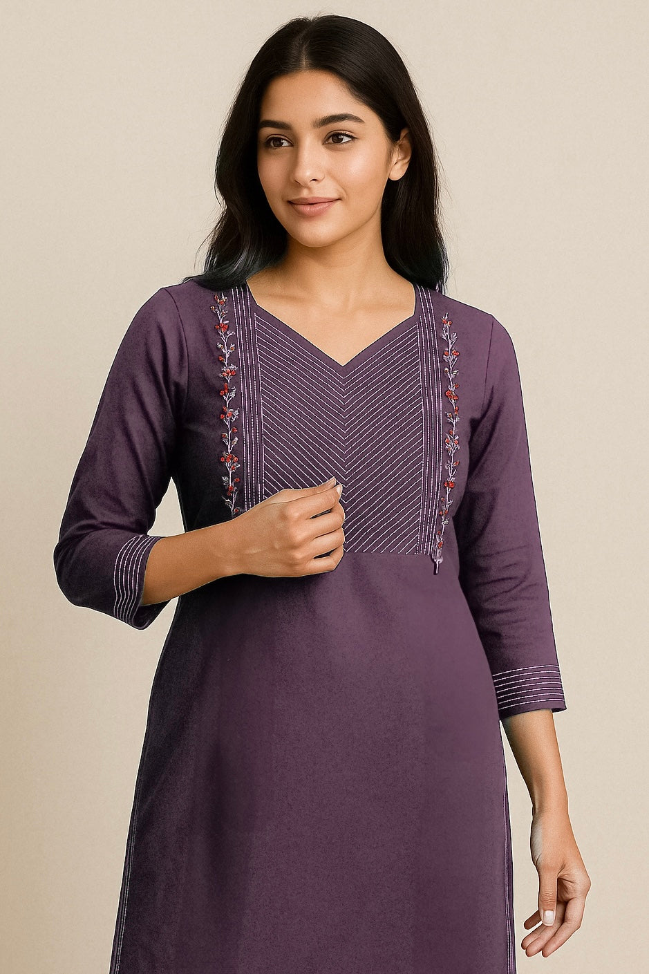 Purple SIlver line Long Top
