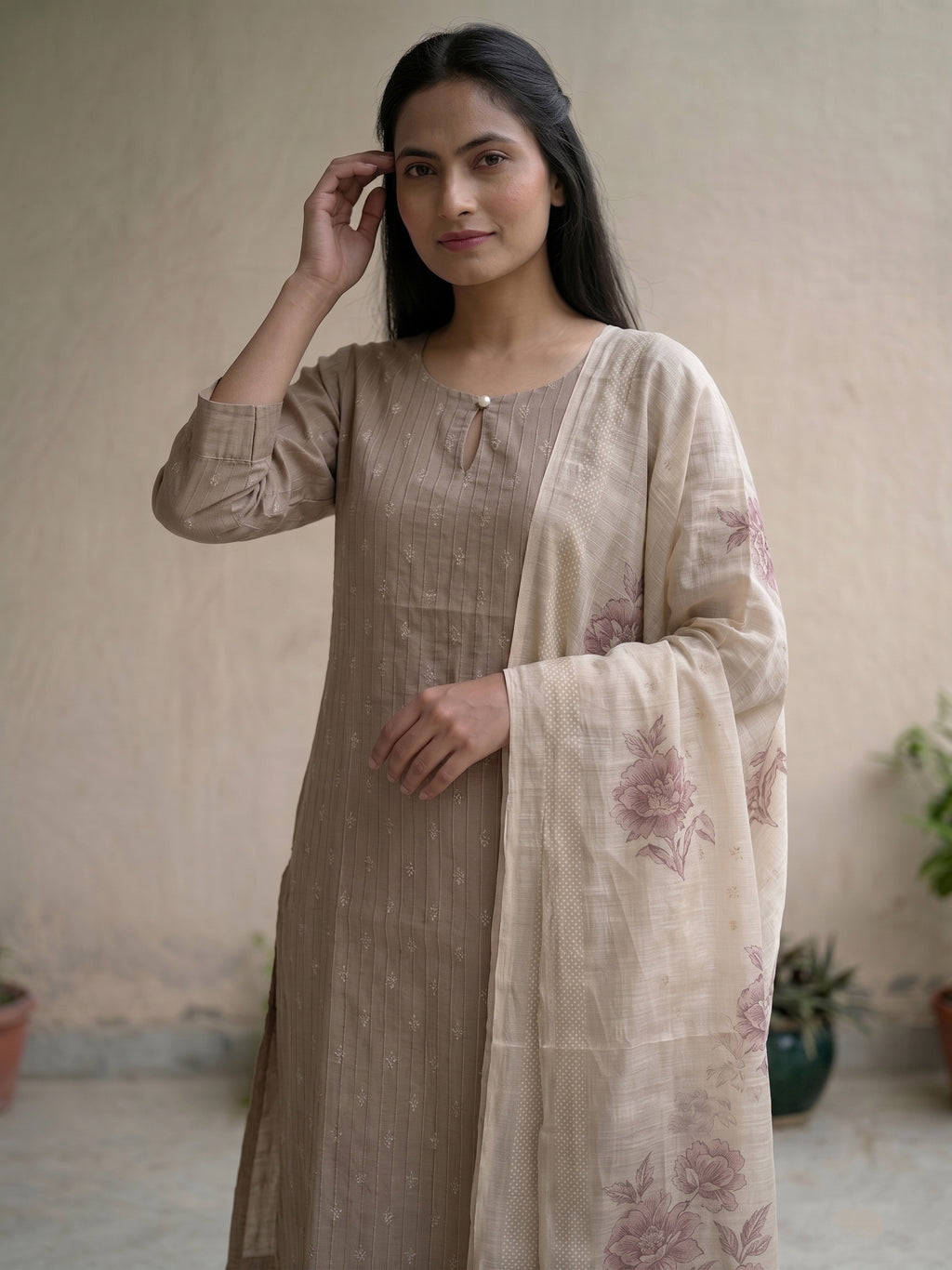 Brrown 3pc kurti