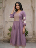Lavender Hand Embroidery kurti