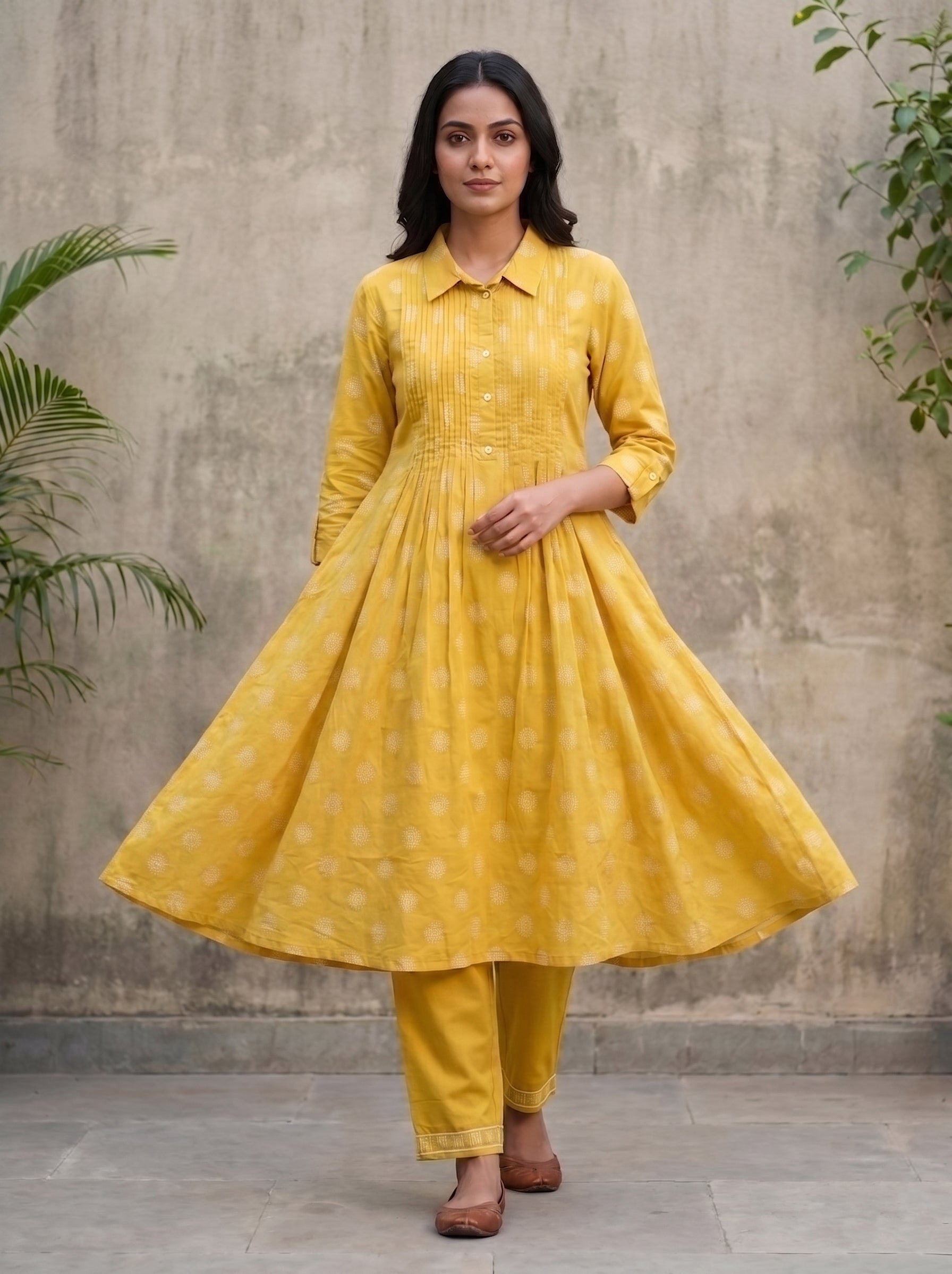 Yellow Collar 2pc kurti