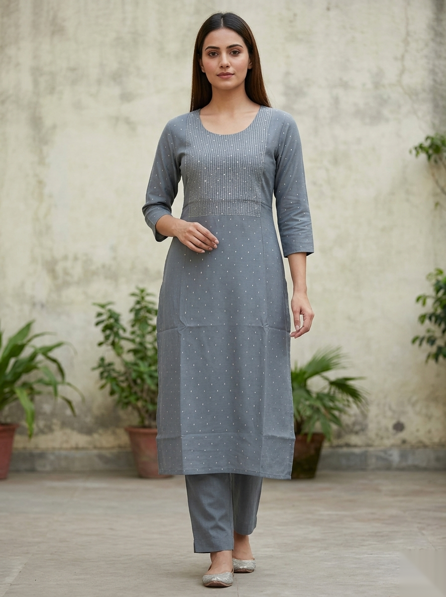 Grey D2 Long Top kurti