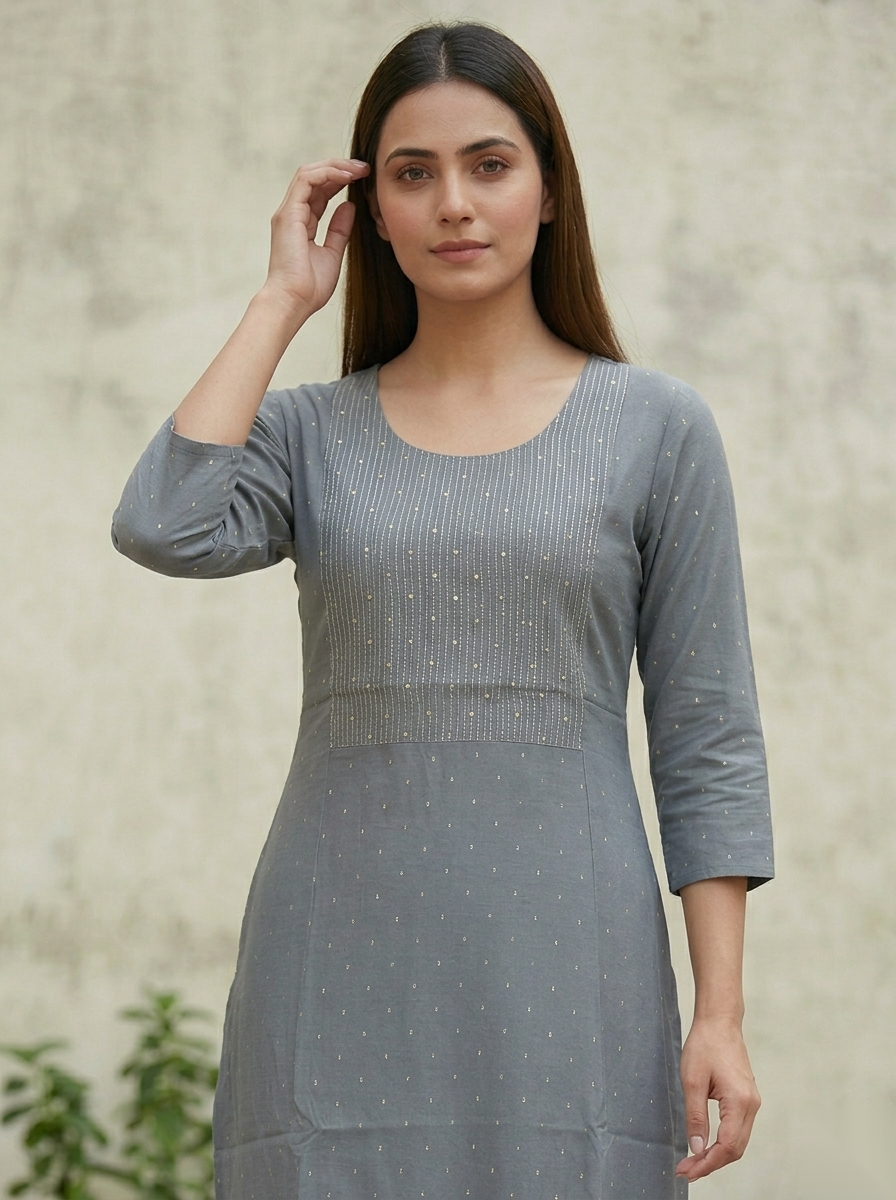 Grey D2 Long Top kurti