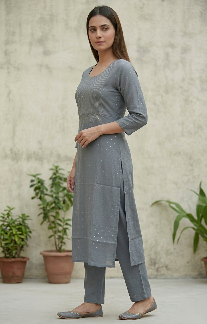 Grey D2 Long Top kurti