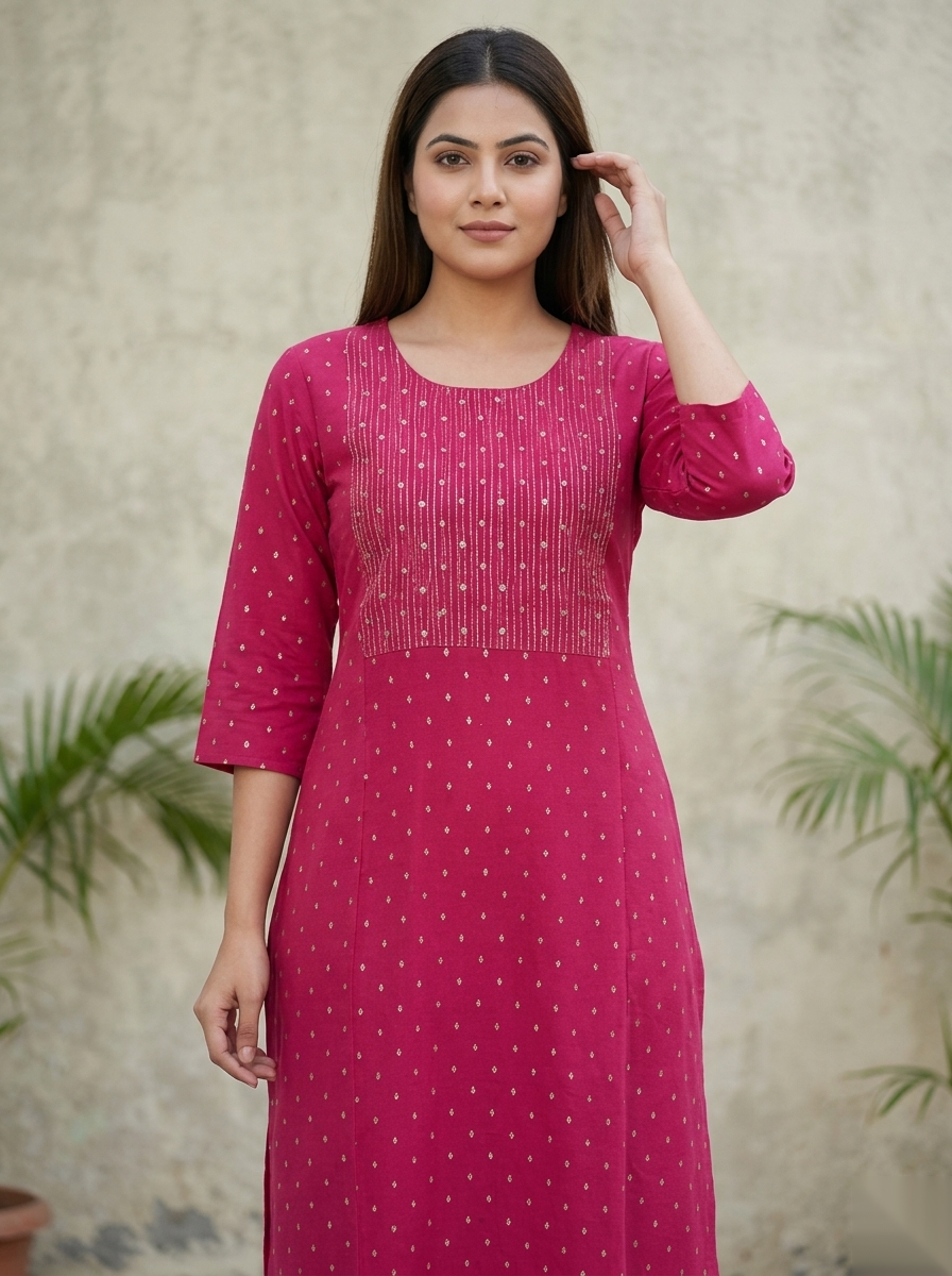 Red D2 Long Top Kurti